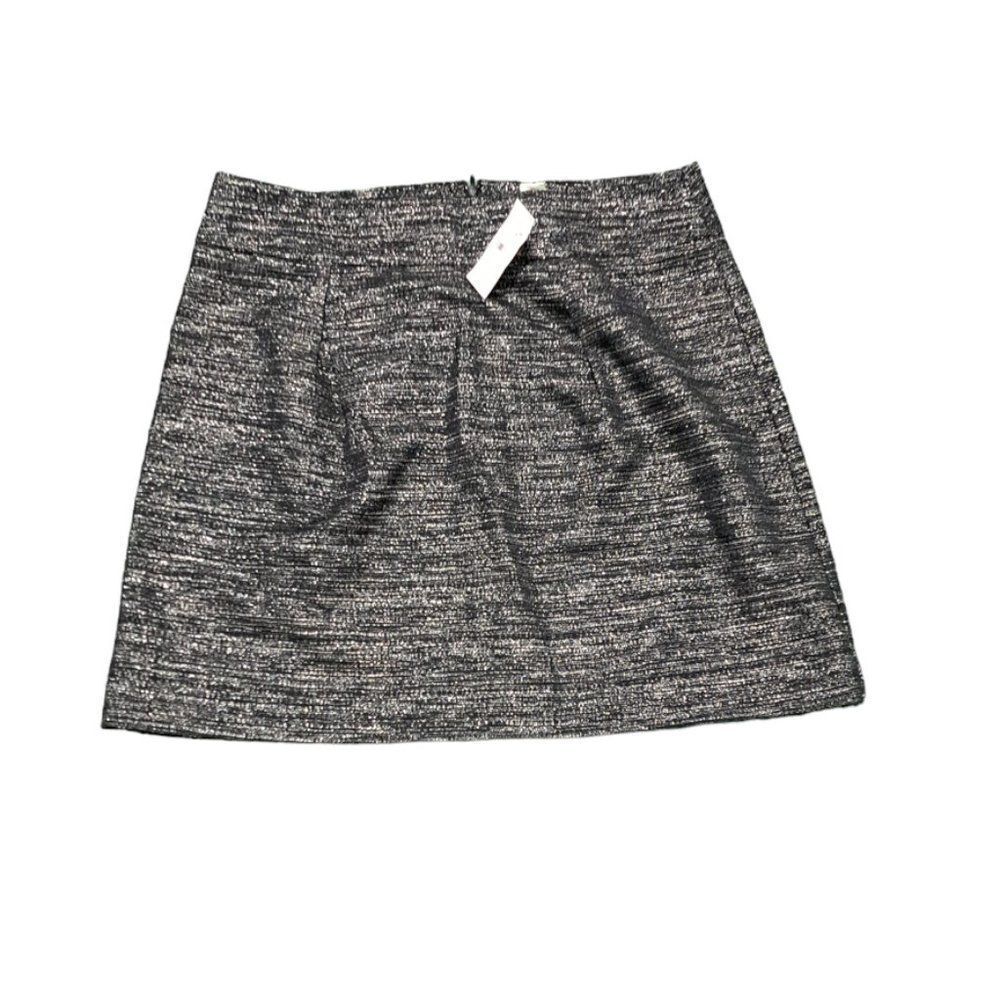 Loft Outlet Women's Black Metallic Silver Skirt Back Zipper Mini Skirt Sz 10